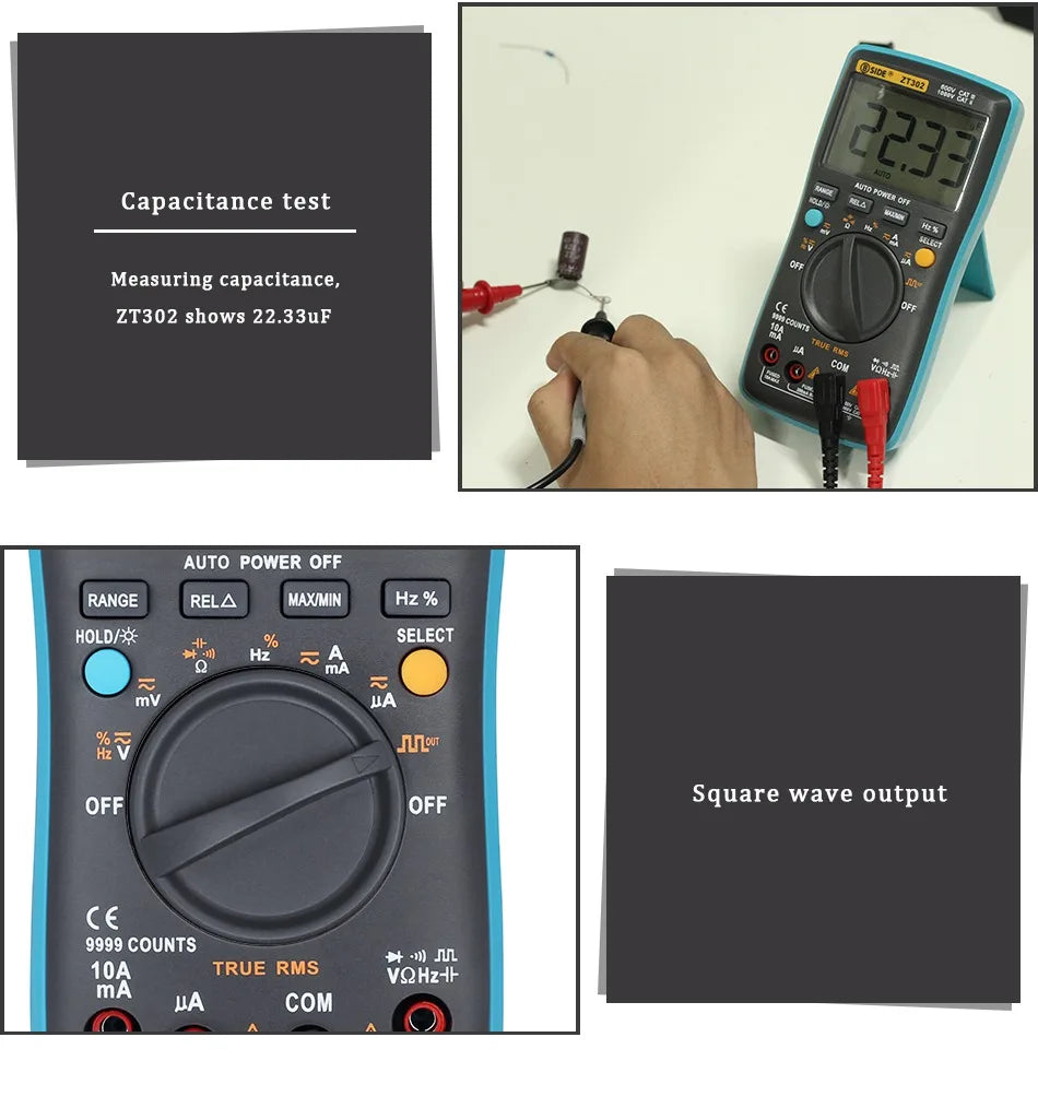 BSIDE Digital Multimeter Auto Range True RMS 8000 High precision Ammeter Voltmeter Smart Capacitor Temperature NCV Ohm Hz Tester