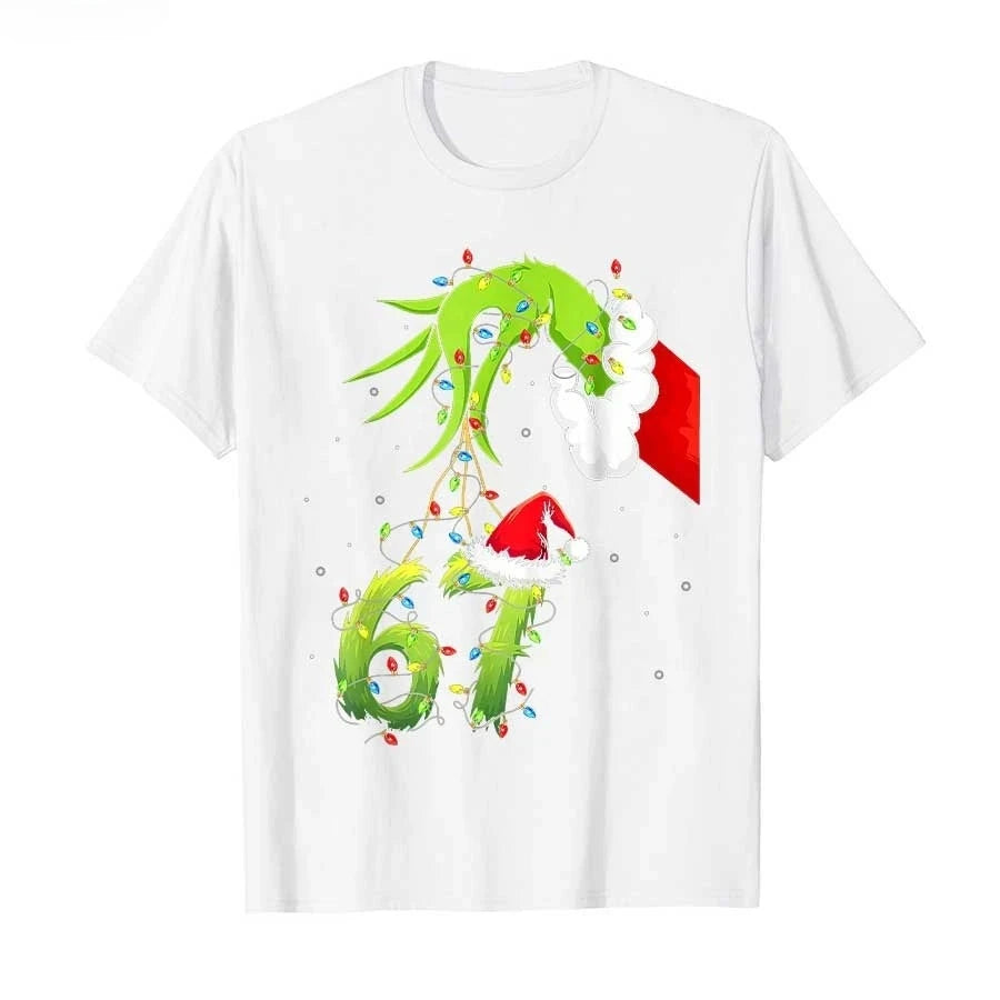 Funny Six Seven 6 7 Meme 67 Xmas Hand Christmas Printed Costume T-shirt for Women T Shirts Short Sleeve Tops Clothing
