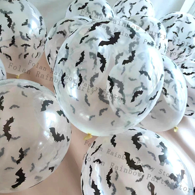 Halloween Decoration Black Orange Purple Balloon Bat Helium Ballon Confetti Metal Latex Globos Birthday Halloween Party Supplies