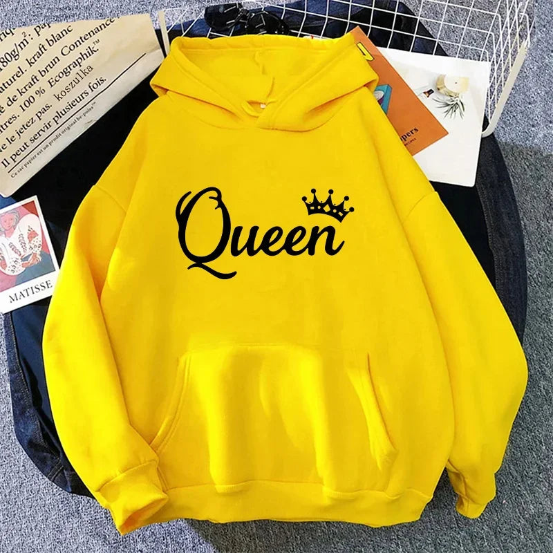 Queen Printing Womens Hoodies Casual Sweatshirts Outdoors Sports Jogging Woman Clothing Autumn Winter Fashion Street Sportswear