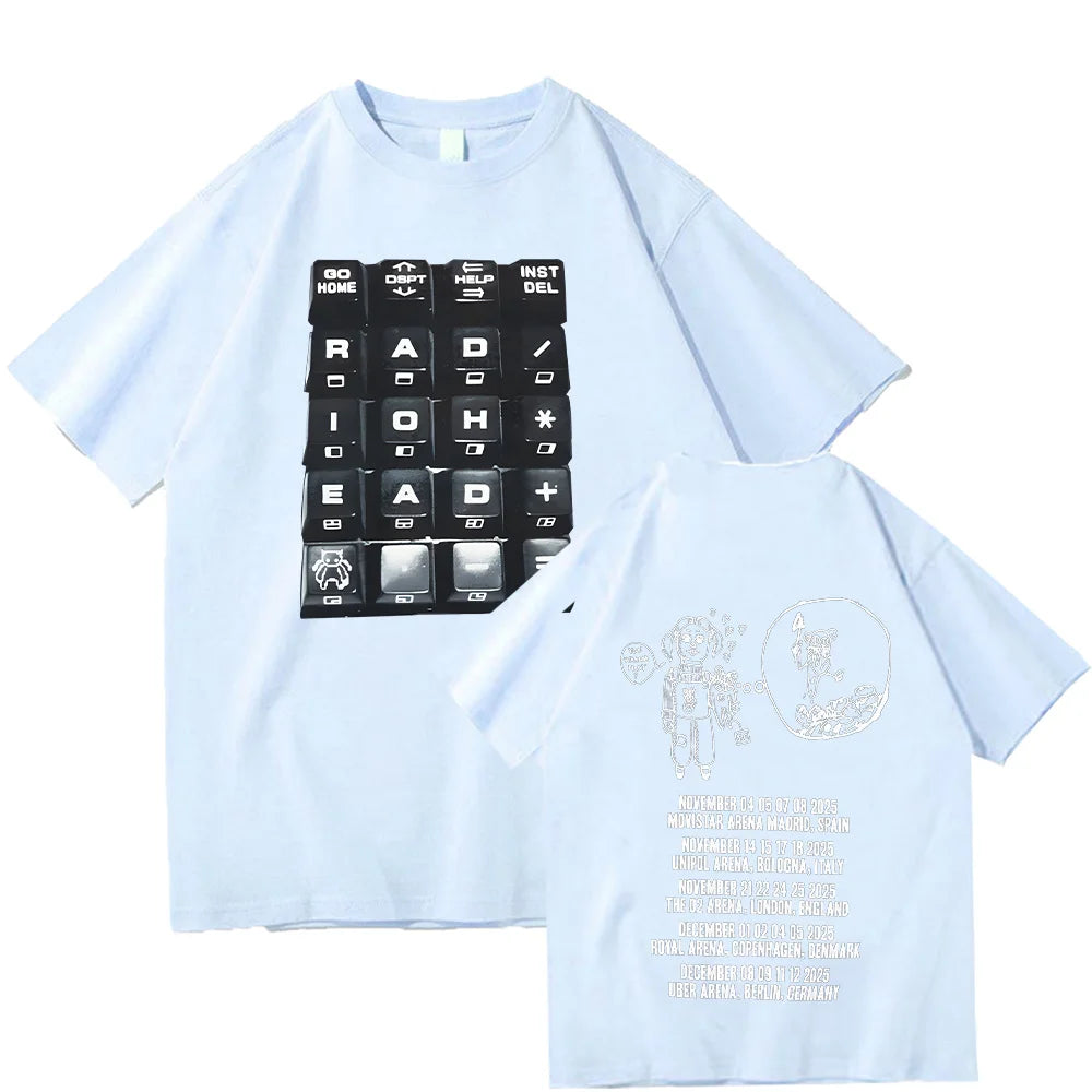 Radiohead 2025 Black Tour T-shirt Fashion Rock Band T Shirts Men Women Cotton Loose Tops Streetwear Summer Short Sleeve Clothes