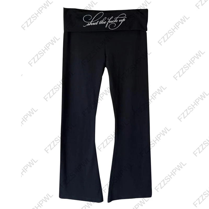 Letter Print Harajuku Hip Hop Oversized High Waist Sport Pants Women Y2K Casual Fashion Versatile Loose Straight Wide Legs