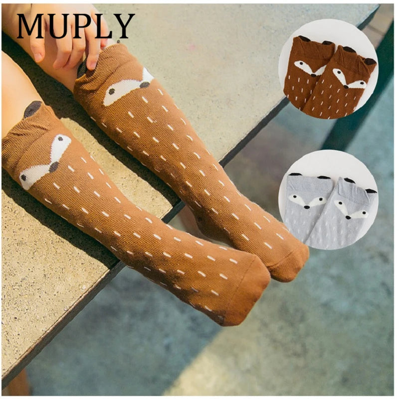 1 Pair Unisex Lovely Cute Cartoon Fox Kids baby Socks Knee Girl Boy Baby Toddler Socks animal infant Soft Cotton Socks Leg Warm