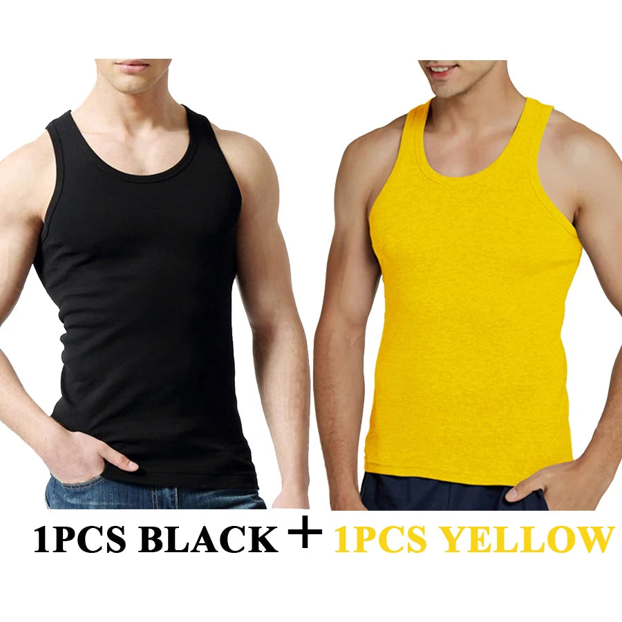 Tank Tops Men 100% Cotton Solid Vest Male Breathable Sleeveless Tops Slim Casual Gym Running Comfortable Undershirt Mens Gift