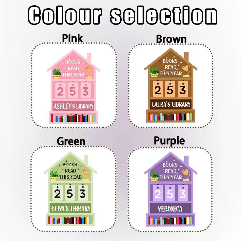 Custom Name Wooden Book Read This Year Counter Reading Challenge Tracker Bookshelf Decoration Bookish Gift for Bookworm Readers