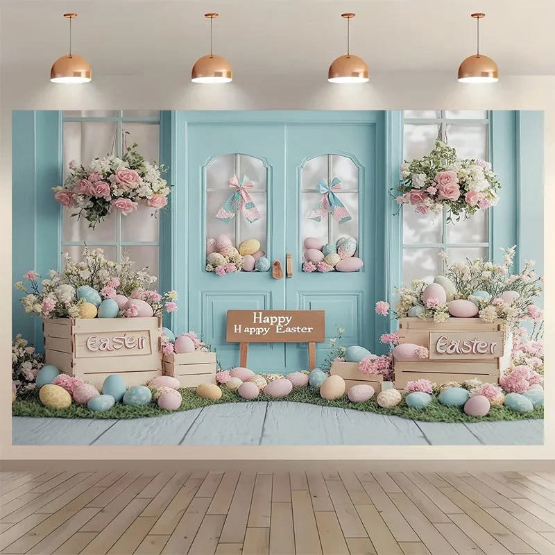 Easter themed polyester background flags for parties, photography studio indoor and outdoor festive decoration flags