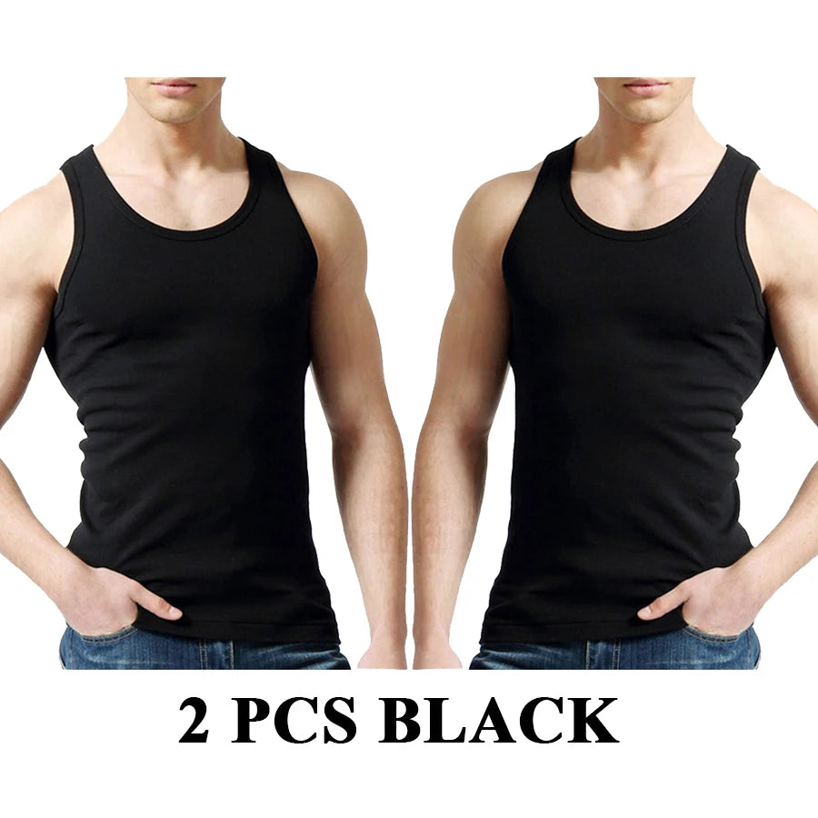 Tank Tops Men 100% Cotton Solid Vest Male Breathable Sleeveless Tops Slim Casual Gym Running Comfortable Undershirt Mens Gift
