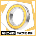6802-2RS Stainless Bearing 15*24*5 mm ( 1 PC ) ABEC-3 6802 RS Bicycle Hub Front Rear Hubs Wheel 15 24 5 Ceramic Balls Bearings