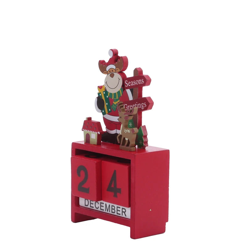 2024 New Year Countdown Calendar Elk Snowman DIY Wooden Ornaments Navidad Christmas Decoration Christmas Gift Kids Natal Noel