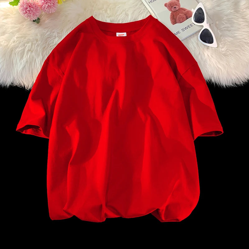 Oversized Summer Short Sleeve Men's T Shirt New Fashion Solid Loose O-Neck T Shirts Mens Cotton Hip Hop Streetwear Top Tees 5XL