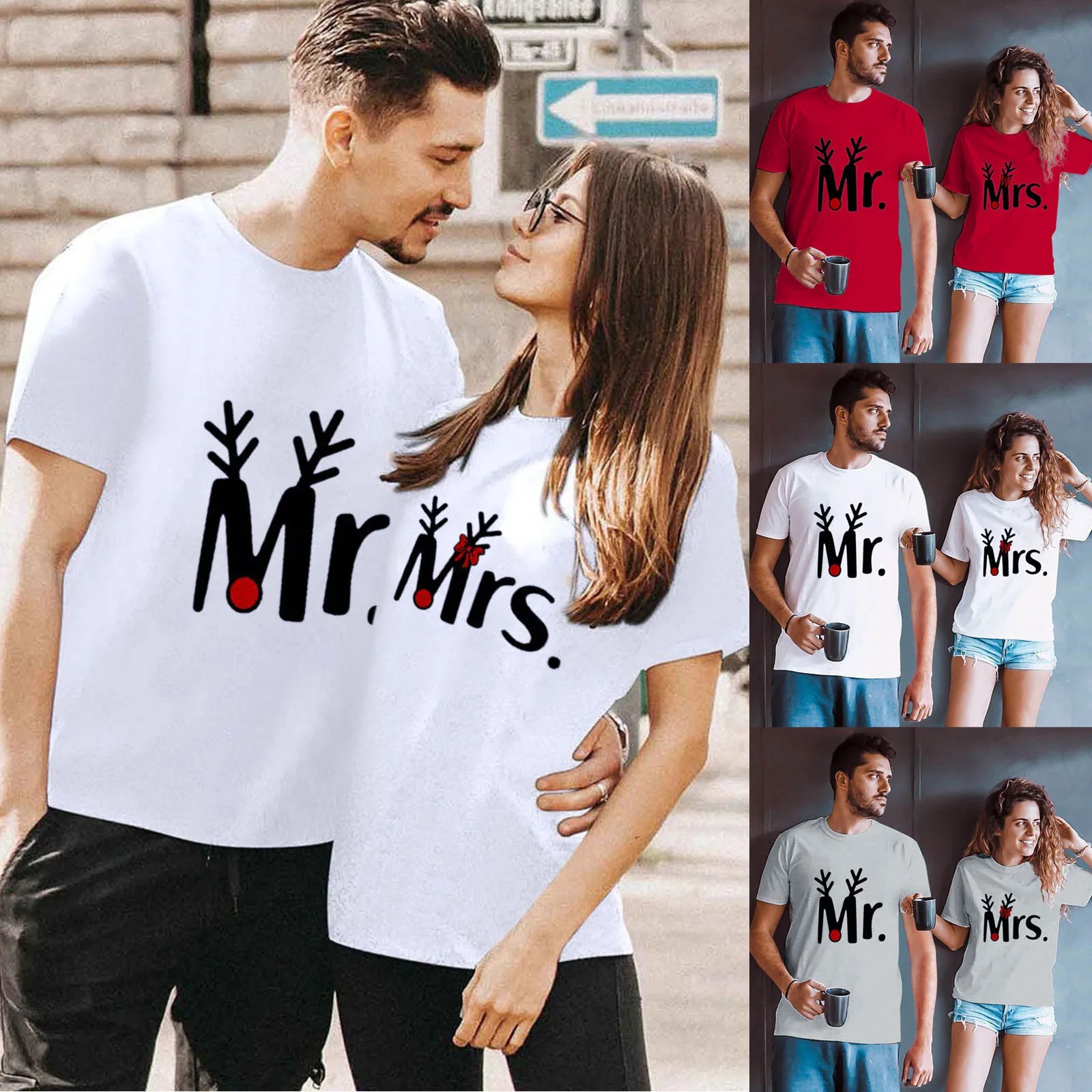 Merry Christmas Family Parent-child Clothing T-shirt Mr.and Mrs.Couple Short Sleeve 3D Printed Tops Unisex Kids Fashion Tees