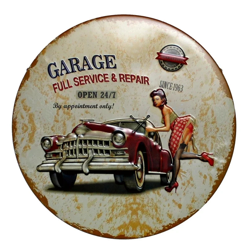 BBQ Zone Retro Plaque Metal Tin Signs Cafe Bar Pub Signboard Wall Decor Vintage Nostalgia Round Plates Christmas Gift 30CM R006