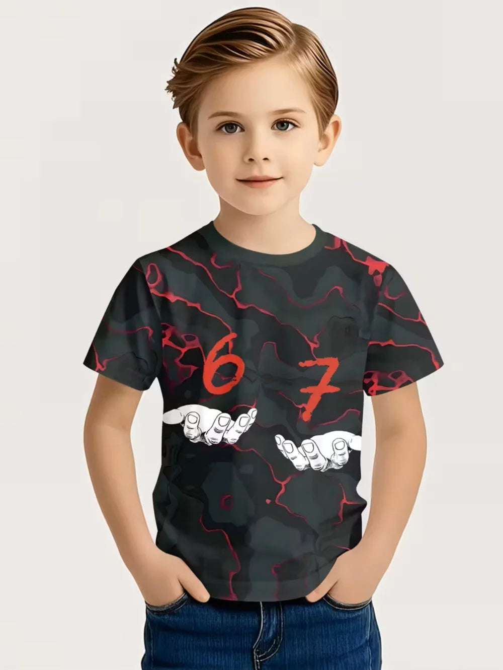 Fun Six Seven 6 7 Meme Design T-Shirt for Kids Chaotic Humor Y2k Game Saying Tee Novelty Gift Boy Top Fashion Children's Clothes