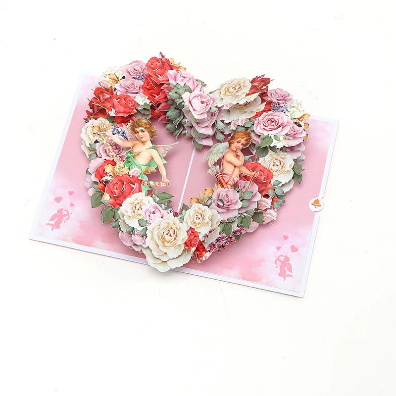 Valentines Day Greeting Card Romantic Cupid Cat Balloon Pop Up 3D Greetings Card Postcard Love Gifts For Couples Wife Lover