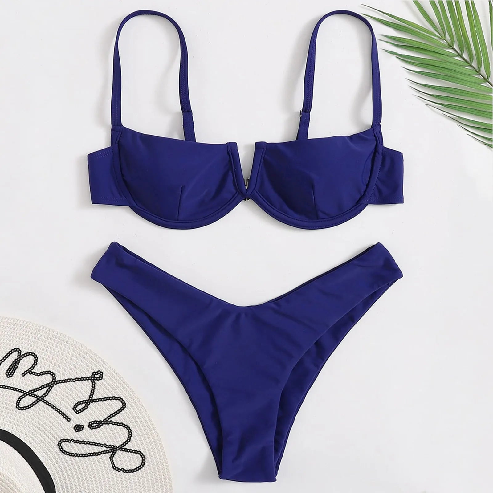 Woman Swimsuits Women'S Summer Fashion Steel Push Up Two Piece Swimsuit Sexy Bikini Solid Color Swimsuit купальник 2025 тренд