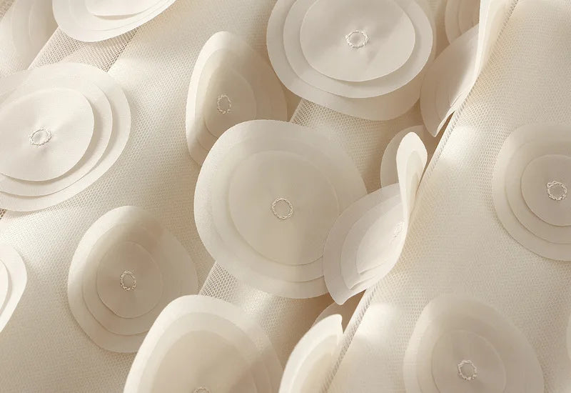 Autumn Winter 3D Circular Applique Mesh Long Skirts 2024 Korean Fashion Hepburn Style High Waist A-LINE Skirt