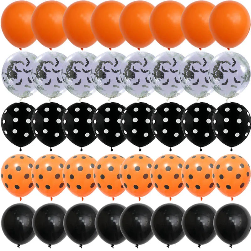 Halloween Decoration Black Orange Purple Balloon Bat Helium Ballon Confetti Metal Latex Globos Birthday Halloween Party Supplies