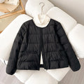 Winter  Lightweight Padded Parka Warm Cotton Padded Puffer Coat Outerwear Casual Single Breasted O-Neck Quilted Jackets