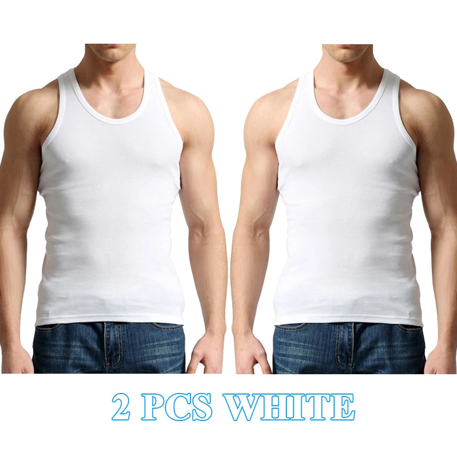 Tank Tops Men 100% Cotton Solid Vest Male Breathable Sleeveless Tops Slim Casual Gym Running Comfortable Undershirt Mens Gift