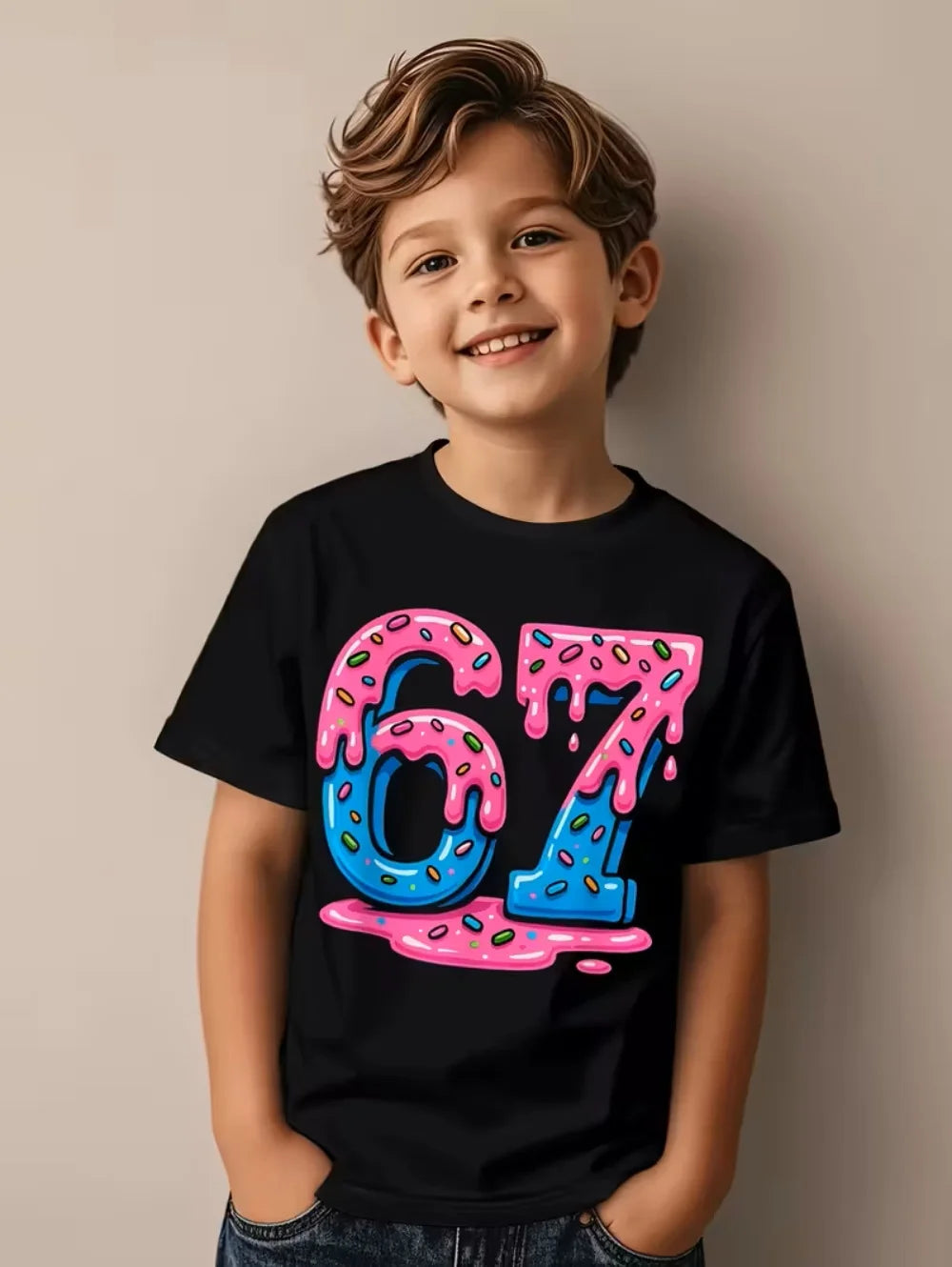 Fun Six Seven 6 7 Meme Design T-Shirt for Kids Chaotic Humor Y2k Game Saying Tee Novelty Gift Boy Top Fashion Children's Clothes