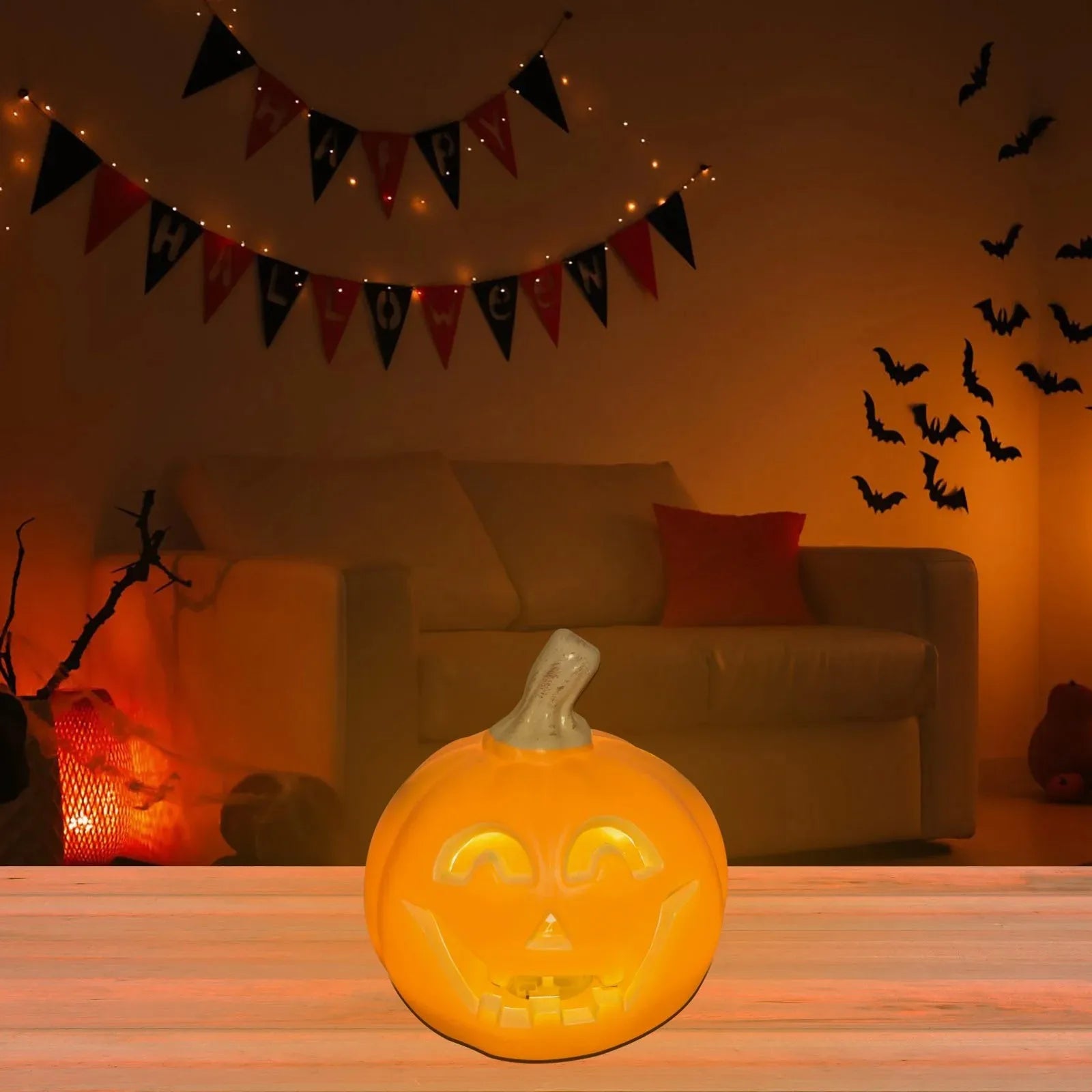 Halloween Decorative Pumpkin Props Lantern Decor Creative Pumpkin Led Lamp Home Decoration Props Accessories Without Battery