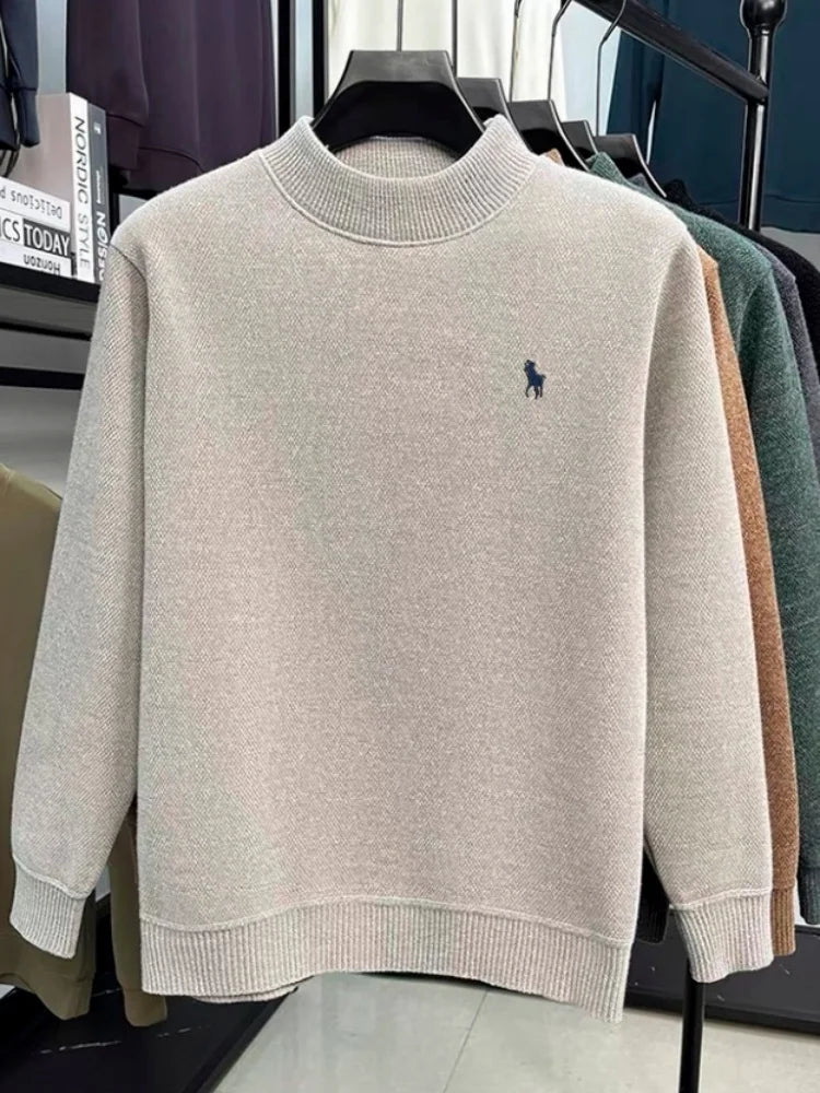 winter new collection men's sweater jacket warm wind resistance loose fit high-texture commuting fashionable embroidery pullover