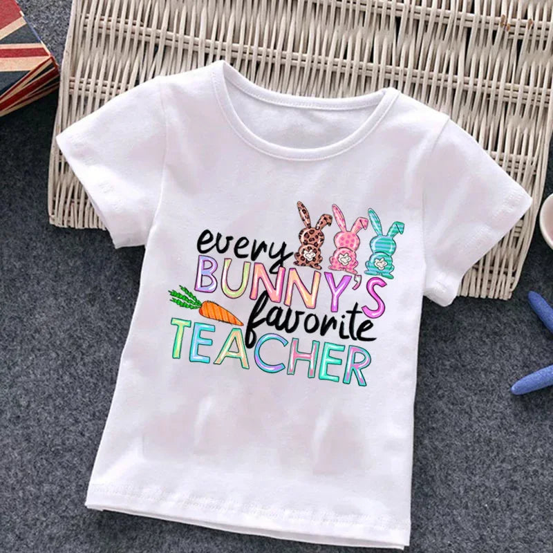 Easter Fashion Children's Short Sleeve Boys Casual Shirt New Summer Dress Girls Half Sleeve Kids Clothes