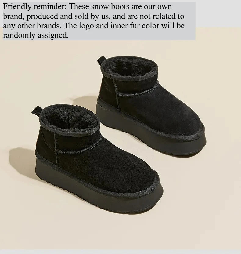 Winter  new women's snow boots cow suede sleeve casual cotton shoes platform cotton boots