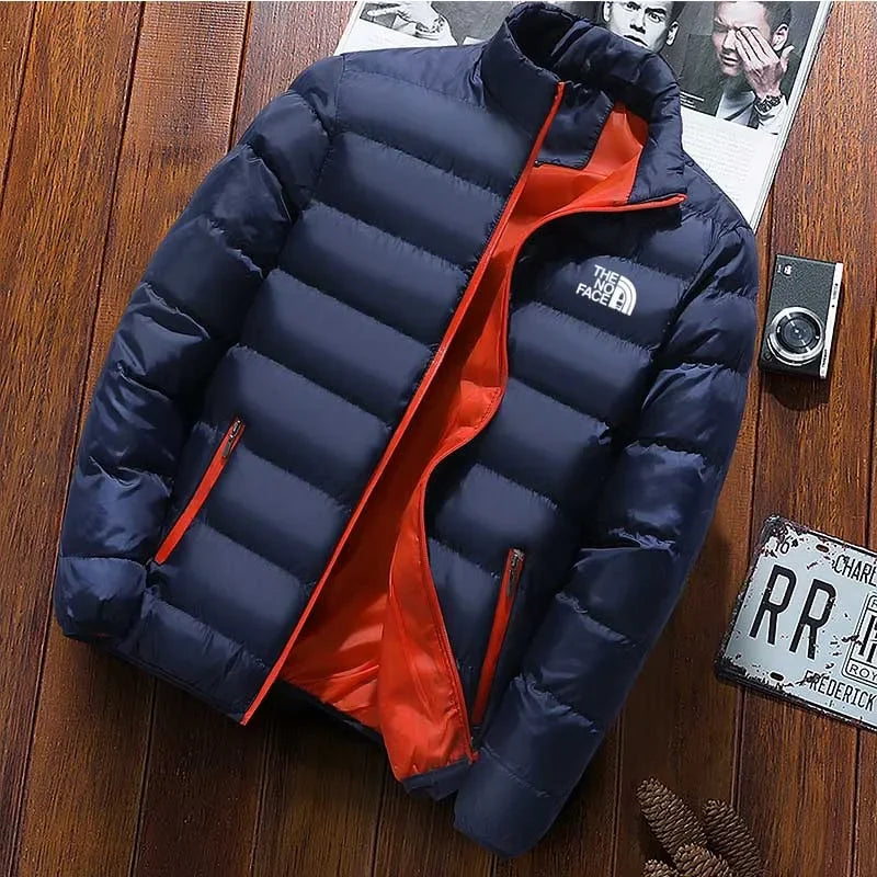 Winter 2025 men's jacket, men's casual wear, solid high neck jacket, men's windproof cotton padded jacket, fashionable and comfo