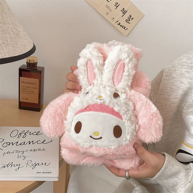 Stitch and Strawberry Bear Heating Pad Soft Flannel Hot Water Bottle with Fur Cover Perfect for College Girls Winter