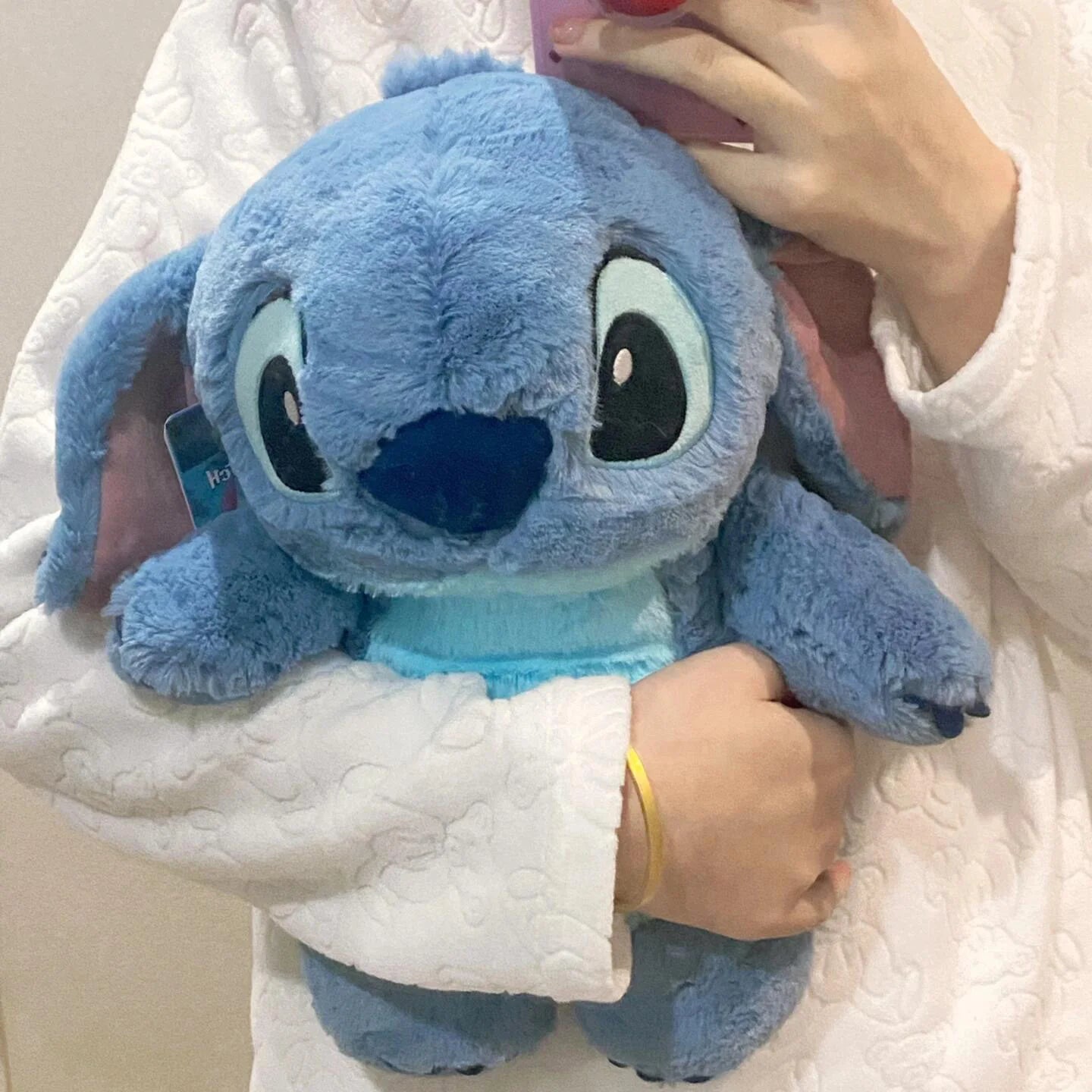 Stitch and Strawberry Bear Heating Pad Soft Flannel Hot Water Bottle with Fur Cover Perfect for College Girls Winter