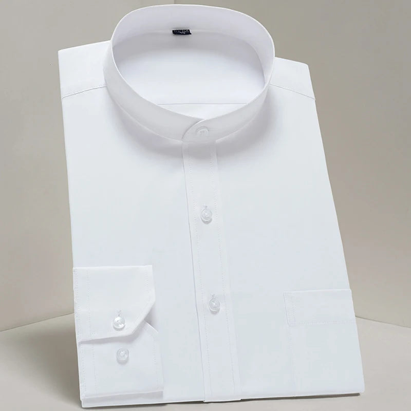 Men's Classic Long Sleeve Standard-fit Dress Shirts Formal Business Social Simple Basic Design White Work Office Casual Shirt