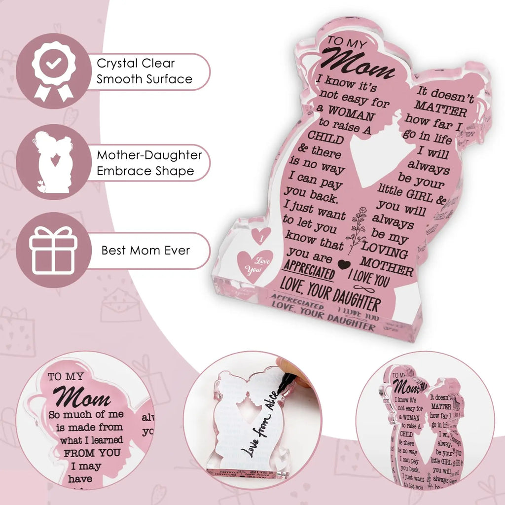 2025 Mother's Day Gift Acrylic Plaque Sign Mom Gifts Mothers Day Gifts from Daughter Mom Birthday  I Love Mom Best Mom Ever Gift