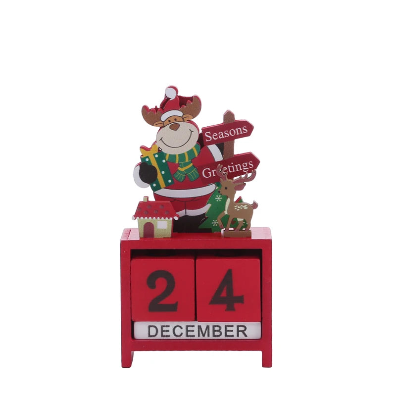 2024 New Year Countdown Calendar Elk Snowman DIY Wooden Ornaments Navidad Christmas Decoration Christmas Gift Kids Natal Noel
