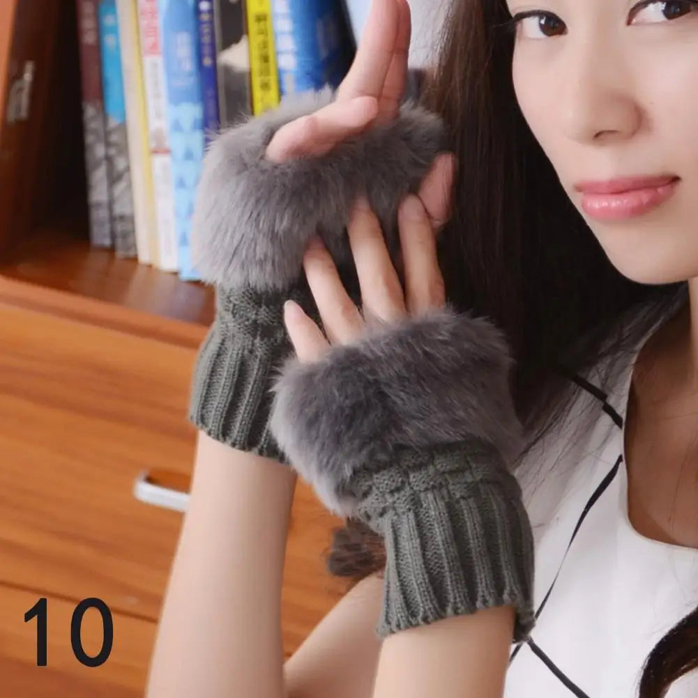 Winter Warm Women Faux Fur Arm Sleeve Soft Elastic Wrist Slap On Cuffs Arm Warmer Plush Thicken Accessories Fashion Coat Decora