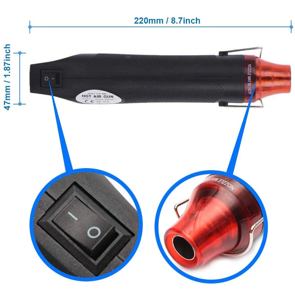 220V DIY Heat Gun Electric Power Tool Hot Air Gun 300W Temperature Gun with Supporting Seat Shrink Plastic DIY Craft Tool