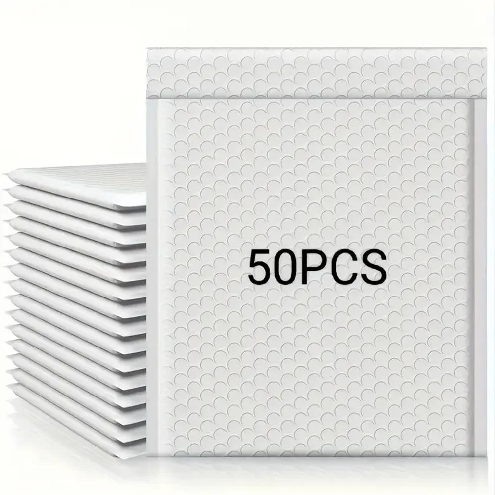 50 Pieces of Self Seal White Bubble Mailing Envelopes with Bubble Padding Designed for Shipping and Packaging Protecting