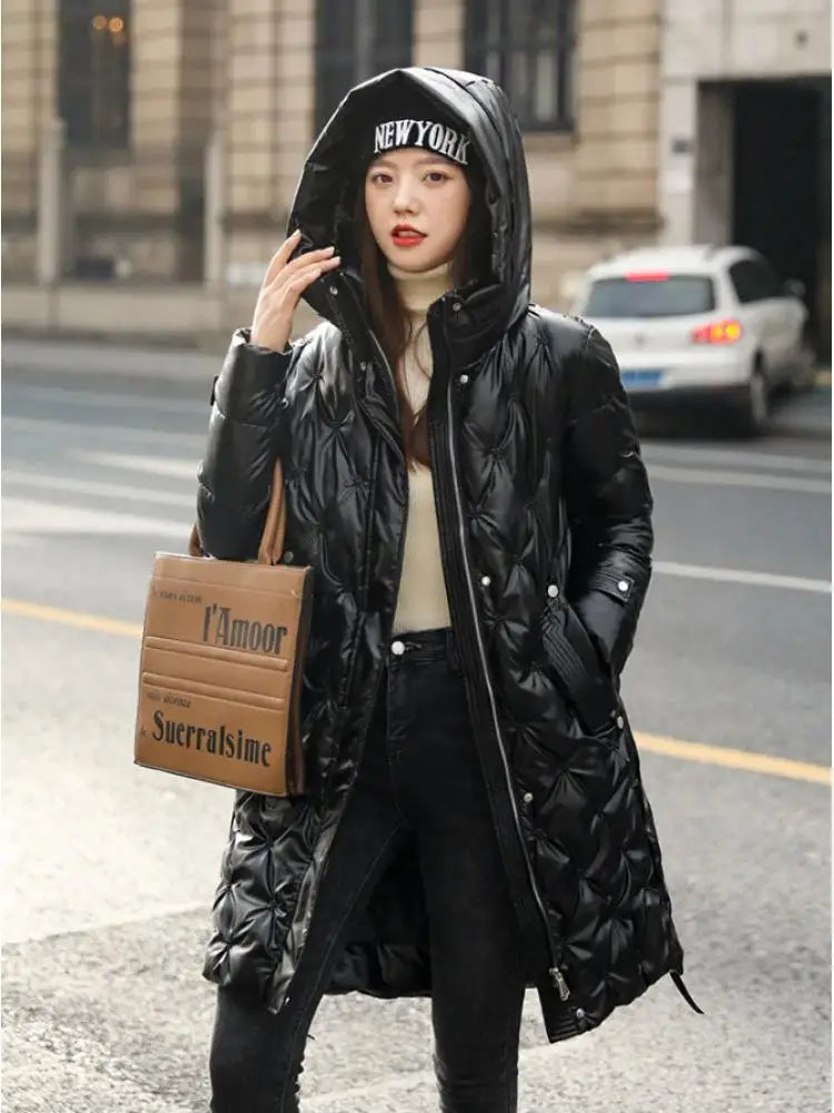 Winter Female Fashion Long Cotton-padded Coat Womens Casual Hooded Parkas Womens Winter Jacket Coat Down Jacket
