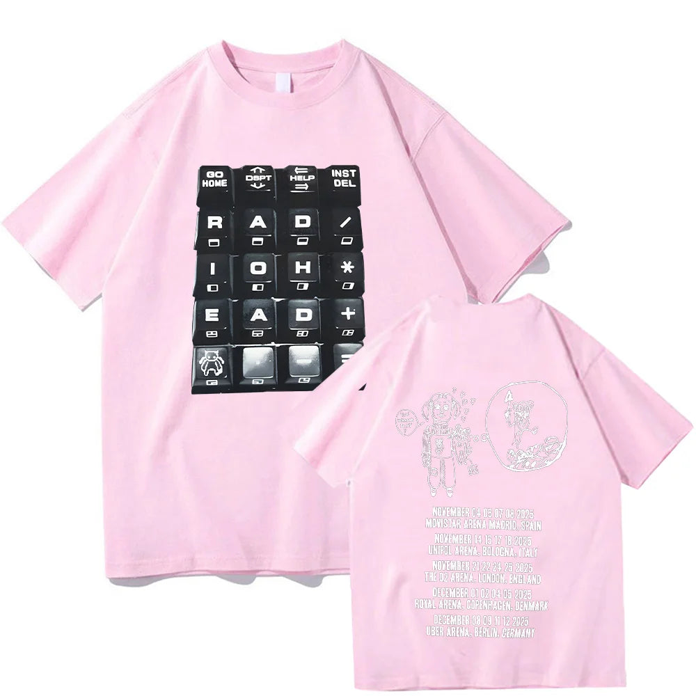 Radiohead 2025 Black Tour T-shirt Fashion Rock Band T Shirts Men Women Cotton Loose Tops Streetwear Summer Short Sleeve Clothes