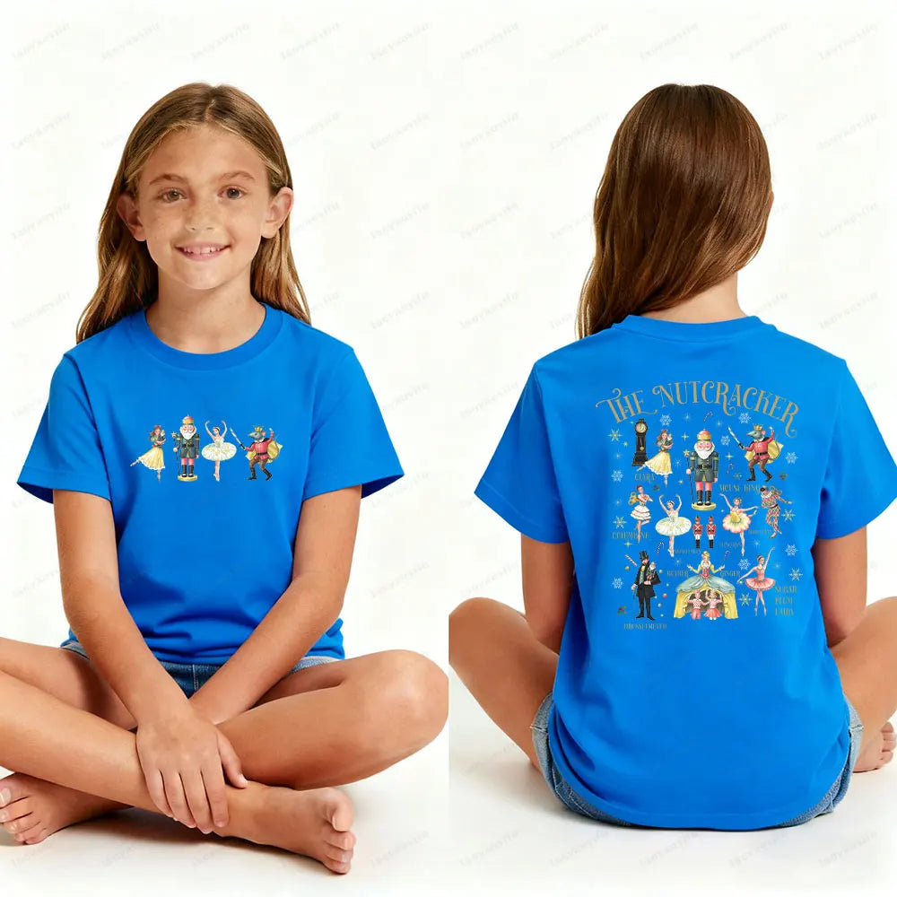 The Nutcracker Ballet Christmas Children's Gift T-shirt Tops Christmas Sugar Plum Fairy Cute Kids Tee Xmas Print Tshirt Clothes