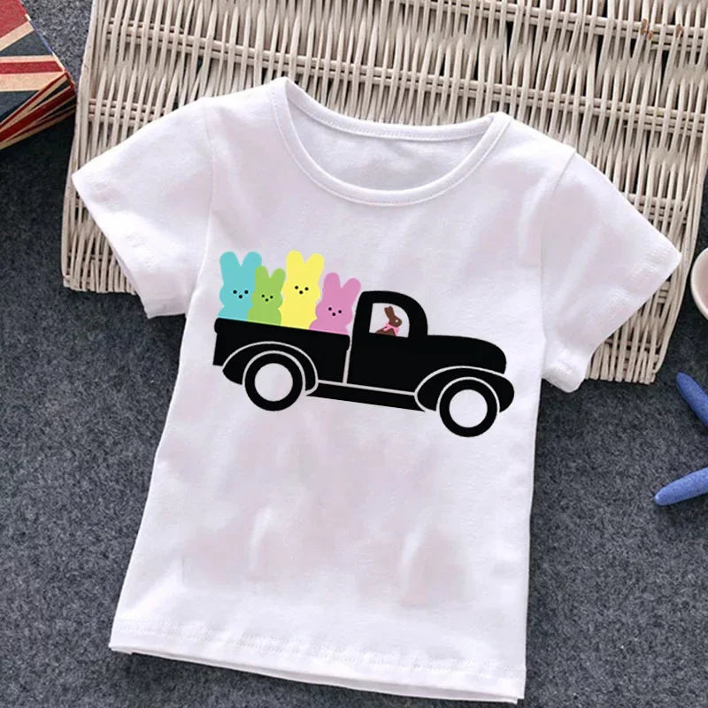 Easter Fashion Children's Short Sleeve Boys Casual Shirt New Summer Dress Girls Half Sleeve Kids Clothes