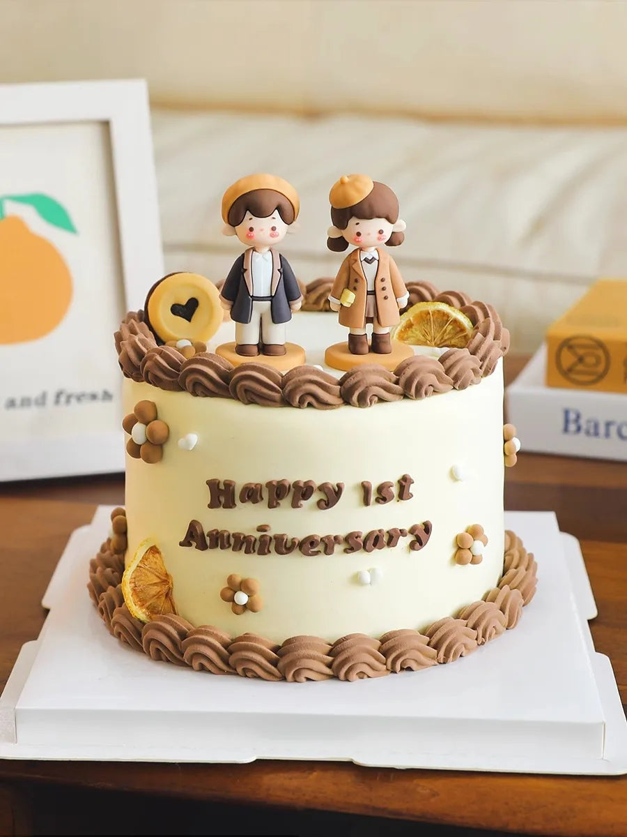 Valentine's Day Casual Wear Boys Girls Cake Decoration Cartoon Personality Couple Confession Doll for Birthday Cake Toppers
