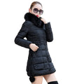 Winter Jacket Women 2024 Winter Coat Pure Color Casual Fur Collar Hooded Long Hooded Cotton Lady Jacket