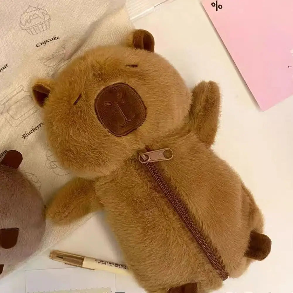 Creative Plush Pen Bag Large Capacity Capybara Toy Storage Bag Multifunctional Pencil Case Student