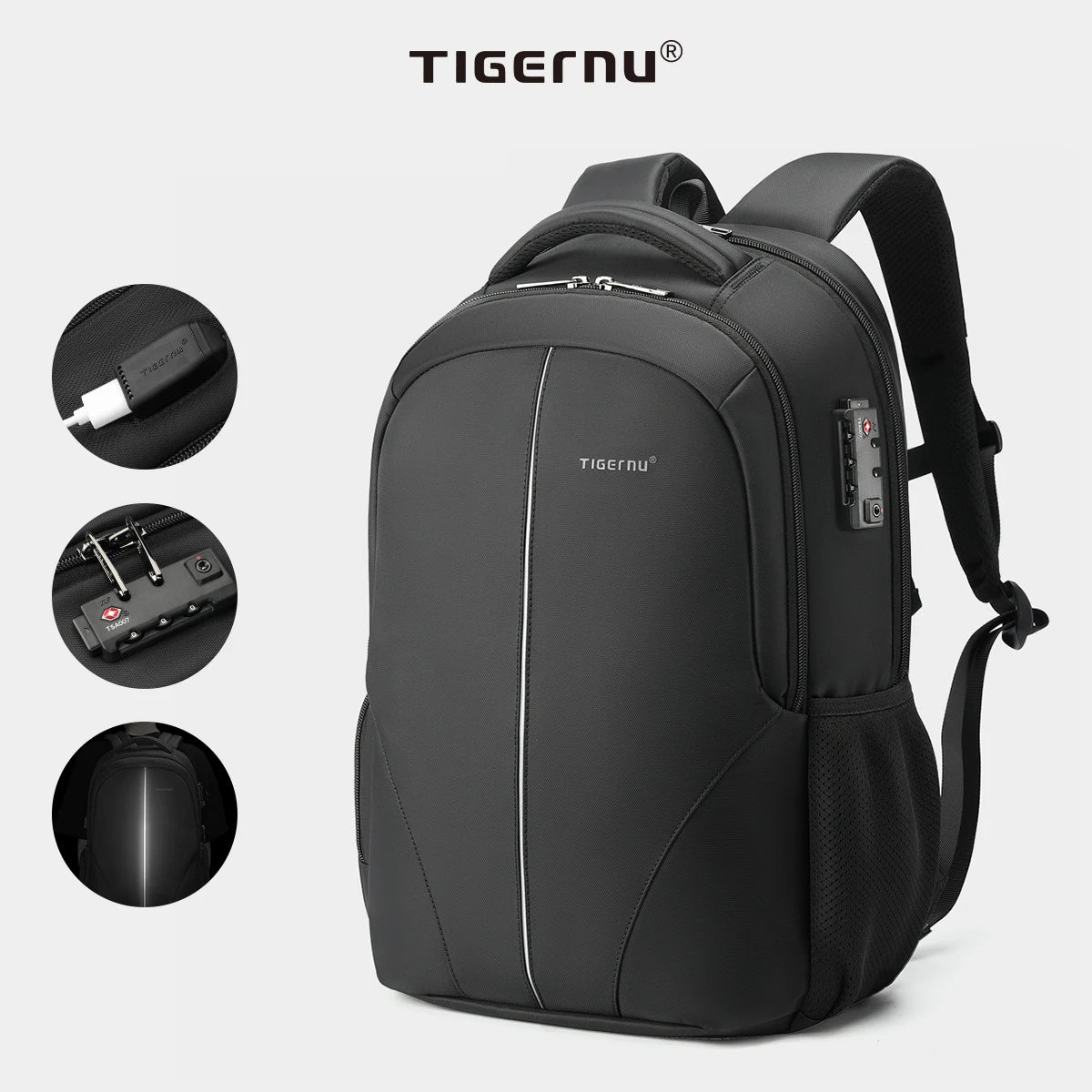 Tigernu Vacuum Backpacks Compression Travel Backpacks 15.6-17 Laptop Backpack Men TSA Anti Theft Backpacks Expandable Schoolbag