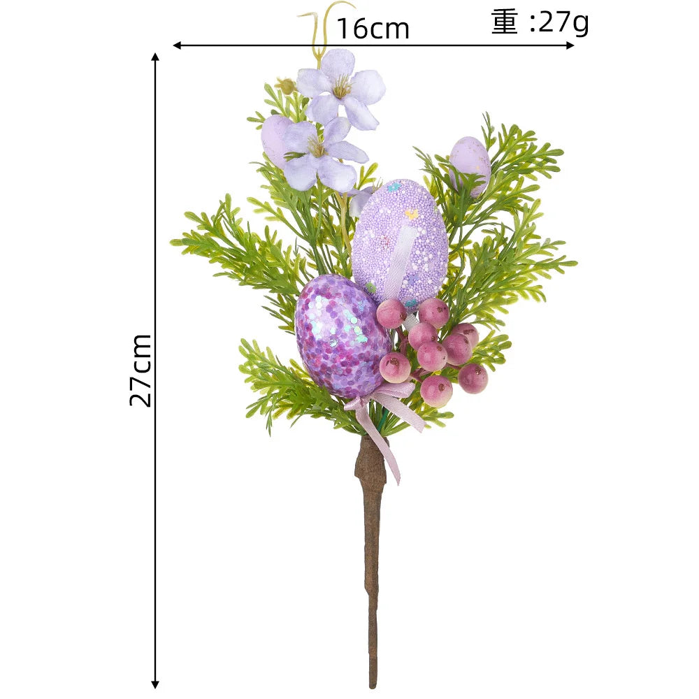 Easter Eggs Branch DIY Tree Artificial Flower Arrangements Bouquets Desktop Decoration Home Office Garden Easter Party Decor
