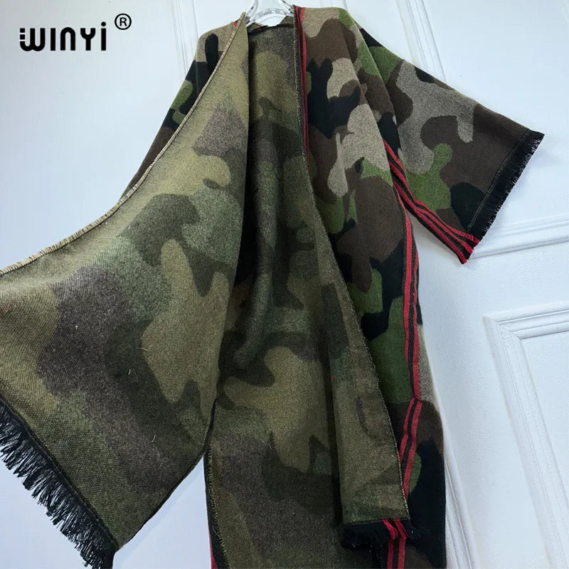 WINYI winter clothes women new Cashew print tassels Luxury Fur Loose OverCoat Thick Warm long down coat Europe cardigan jacket