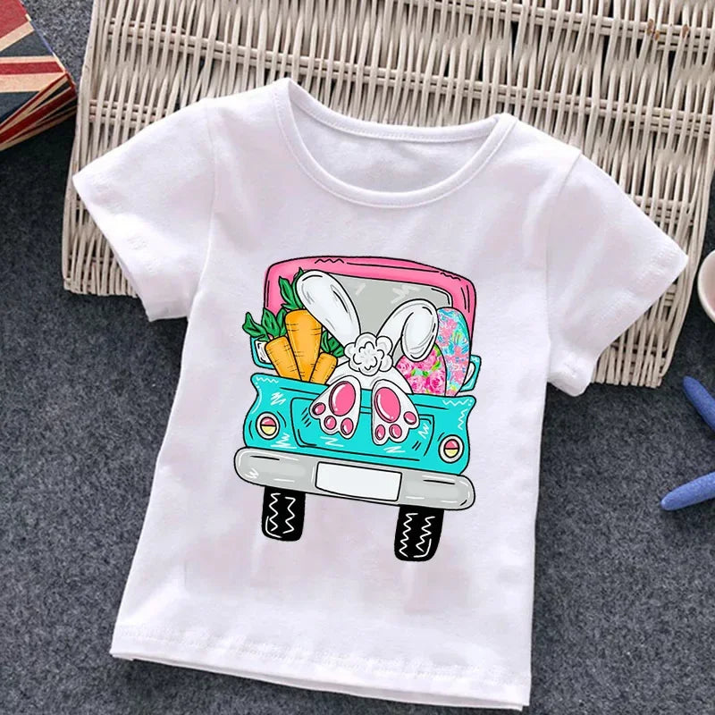 Easter Fashion Children's Short Sleeve Boys Casual Shirt New Summer Dress Girls Half Sleeve Kids Clothes