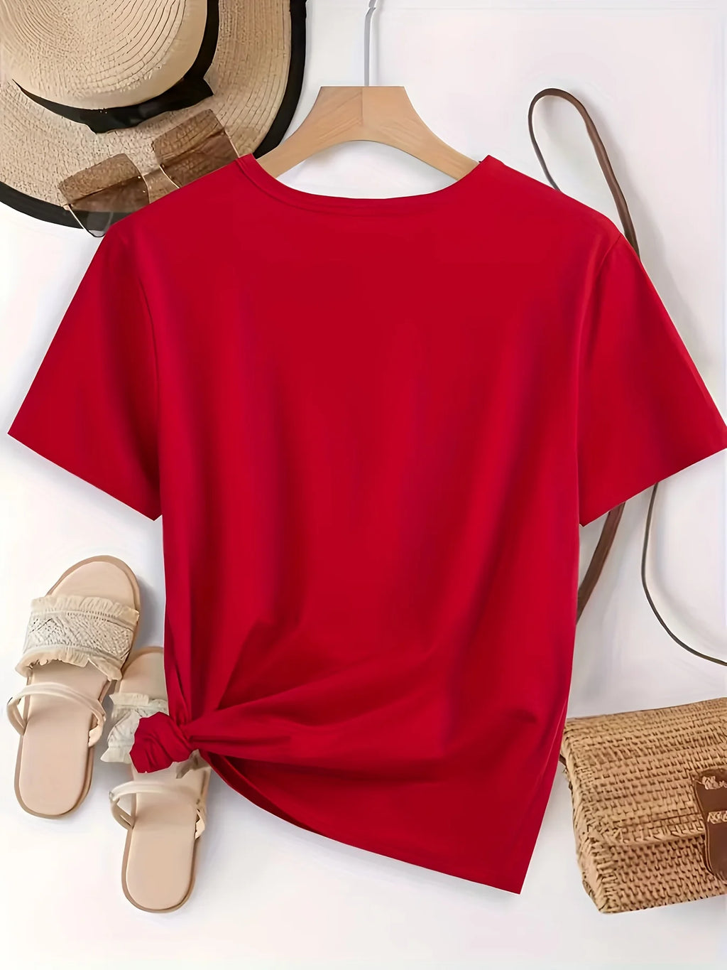 Women'S Christmas T-Shirt - Red Holiday Party Top with We Are Family Text Y2k Ladies Clothes Oversized T-shirt Woman Clothing