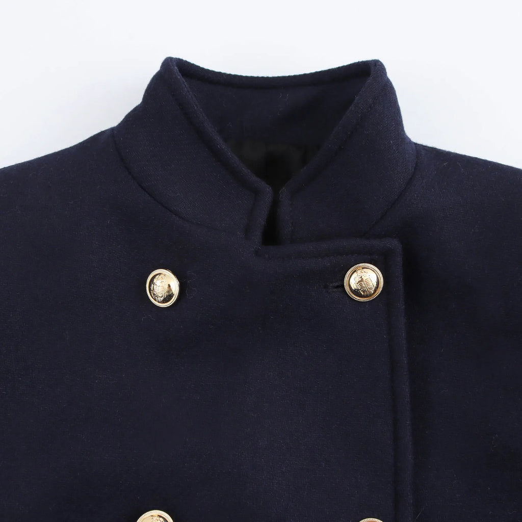 Winter Coat For Women 2024 Solid Lapel Double Breasted Long Cardigan Top Female Pokcet Streetwear Woman New In OuterCoat